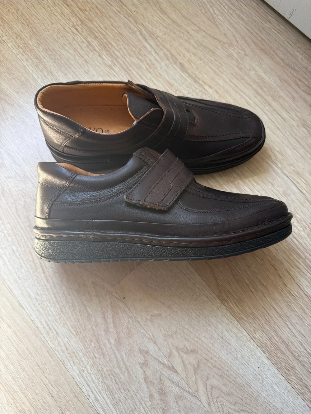 PAVO MEN'S BROWN LEATHER CASUAL OXFORD With STRAPS SIZE 45
